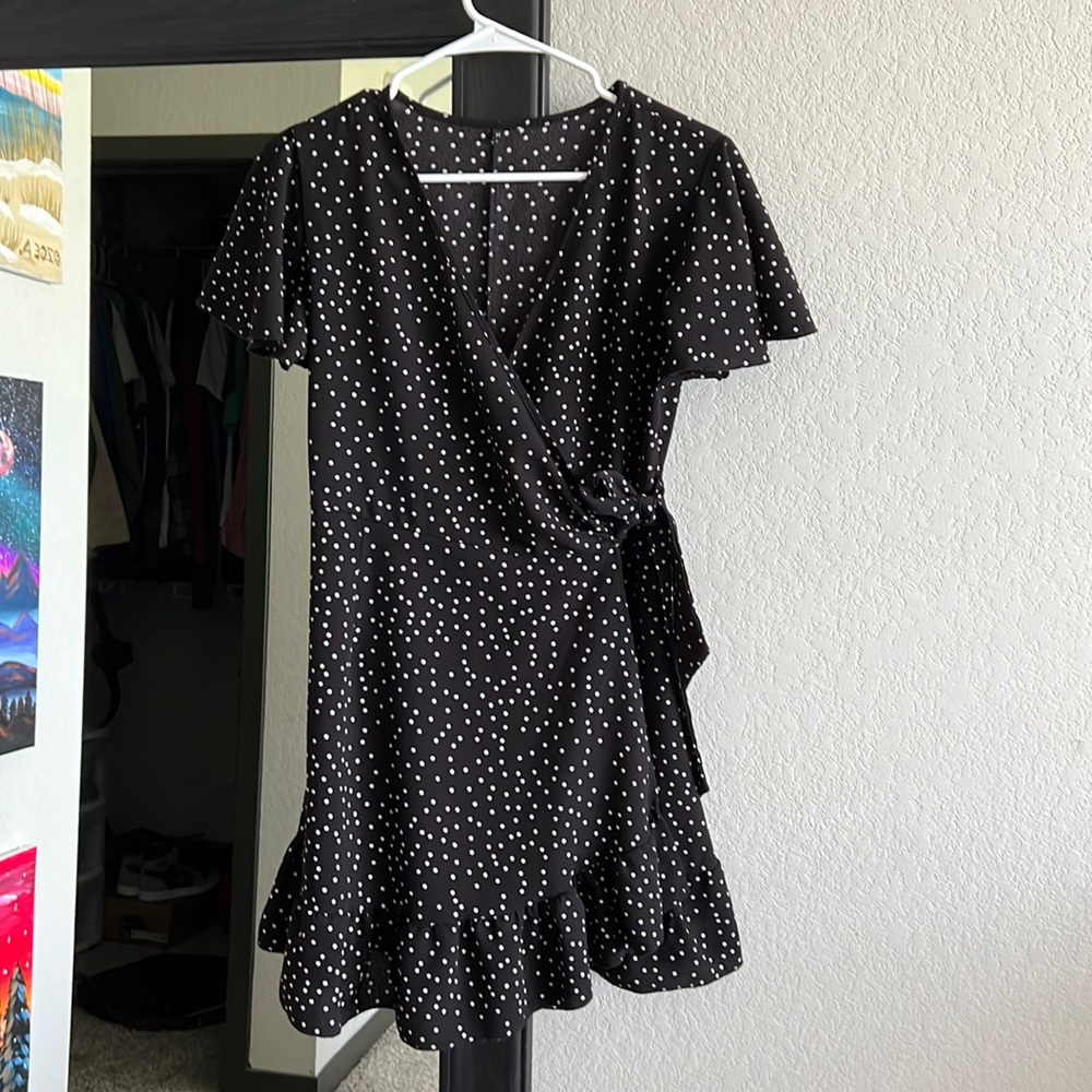 Relipop Summer Women Short Sleeve Print Dress V Neck Casual Short Dress